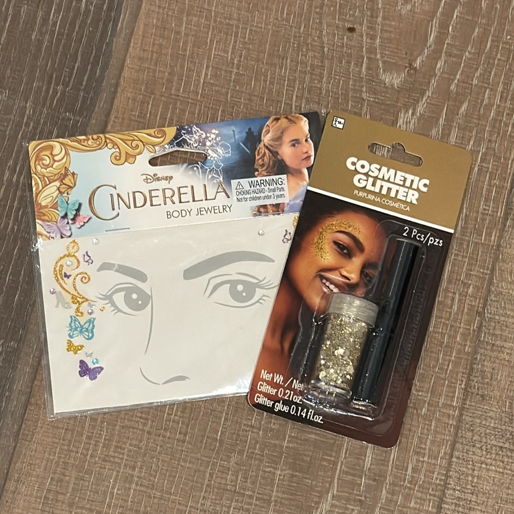 Cinderella Body Jewelry and Gold Glitter Set